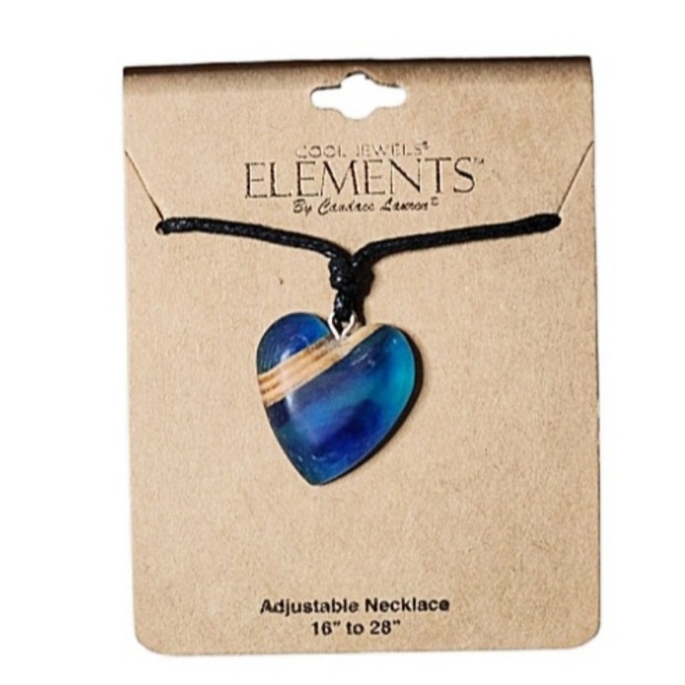 New Cool Jewels Elements Acrylic and Wood Heart Pendant Necklace (adjustable)